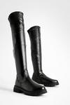 boohoo Wide Fit Stretch Pu Knee High Boots thumbnail 1