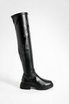 boohoo Wide Fit Stretch Pu Knee High Boots thumbnail 2