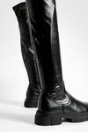 boohoo Wide Fit Stretch Pu Knee High Boots thumbnail 3