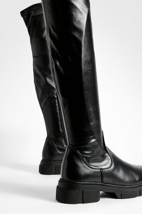 boohoo Wide Fit Stretch Pu Knee High Boots 3