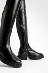 boohoo Wide Fit Stretch Pu Knee High Boots thumbnail 4