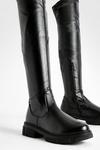 boohoo Wide Fit Stretch Pu Knee High Boots thumbnail 5