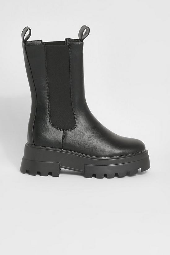 boohoo Wide Fit Cleated Sole Calf High Chelsea Boots 2