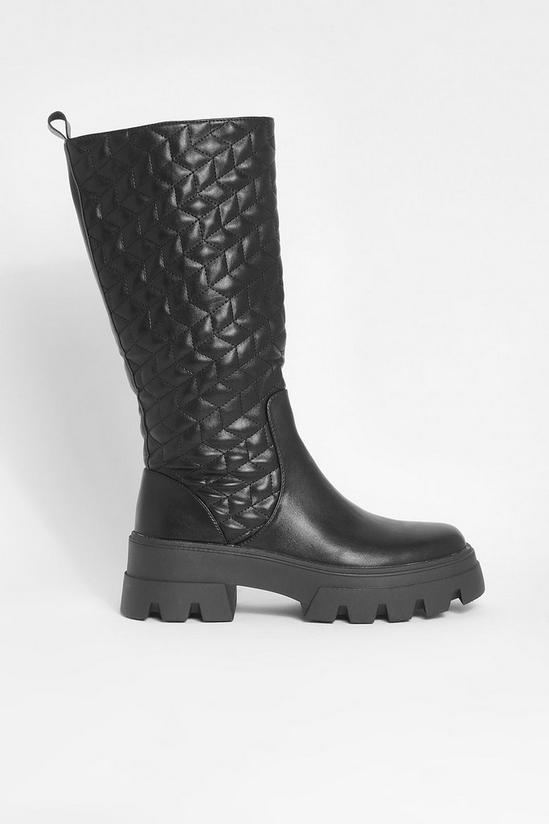 boohoo Quilted Calf High Chunky Boots 2