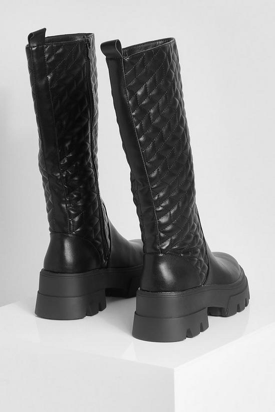 boohoo Quilted Calf High Chunky Boots 4