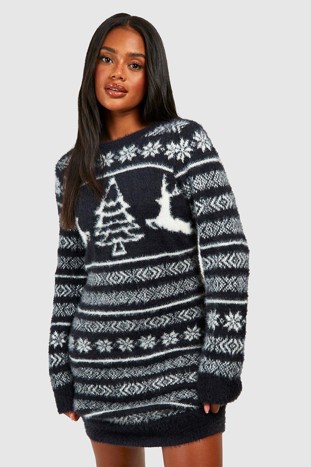 Christmas Fluffy Knitted Jumper Dress