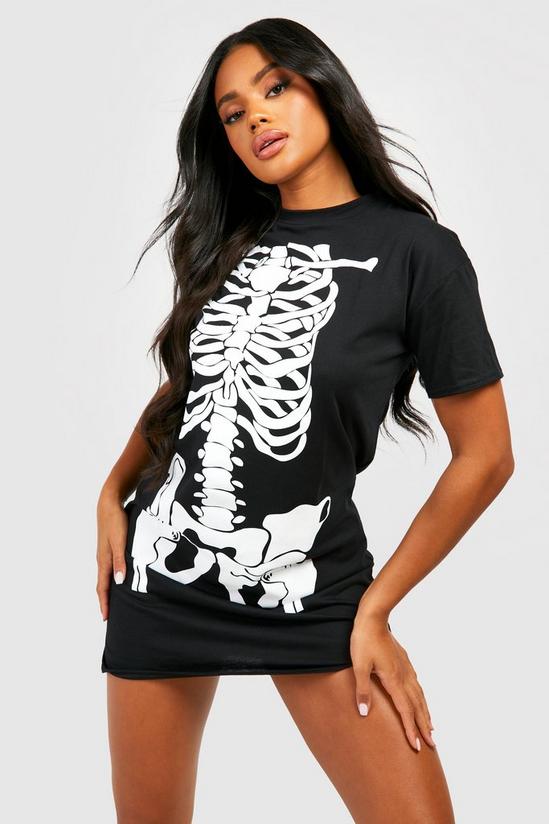 boohoo Halloween Skeleton Print T-shirt Dress 1