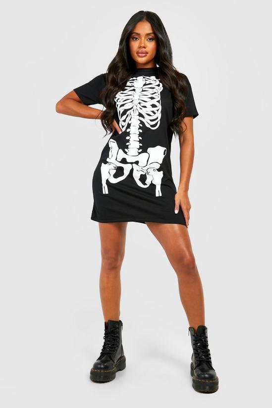 boohoo Halloween Skeleton Print T-shirt Dress 3
