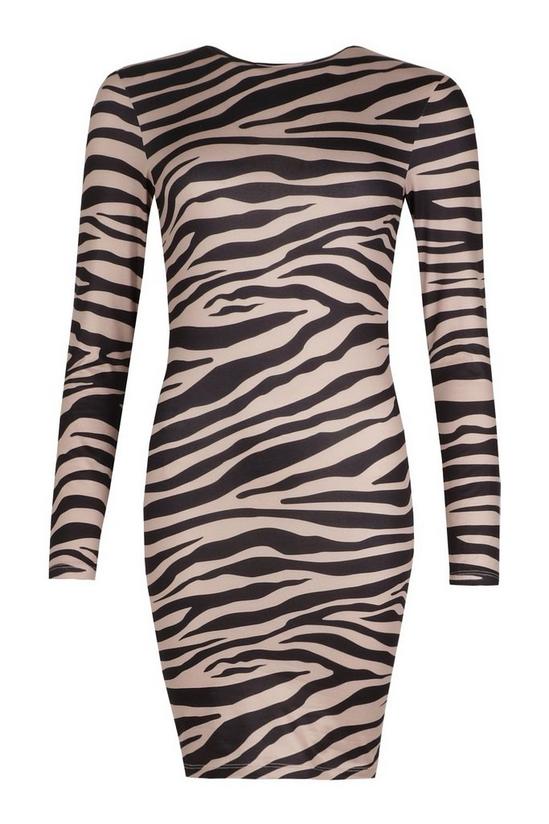 boohoo Zebra Round Neck Long Sleeve Mini Dress 5