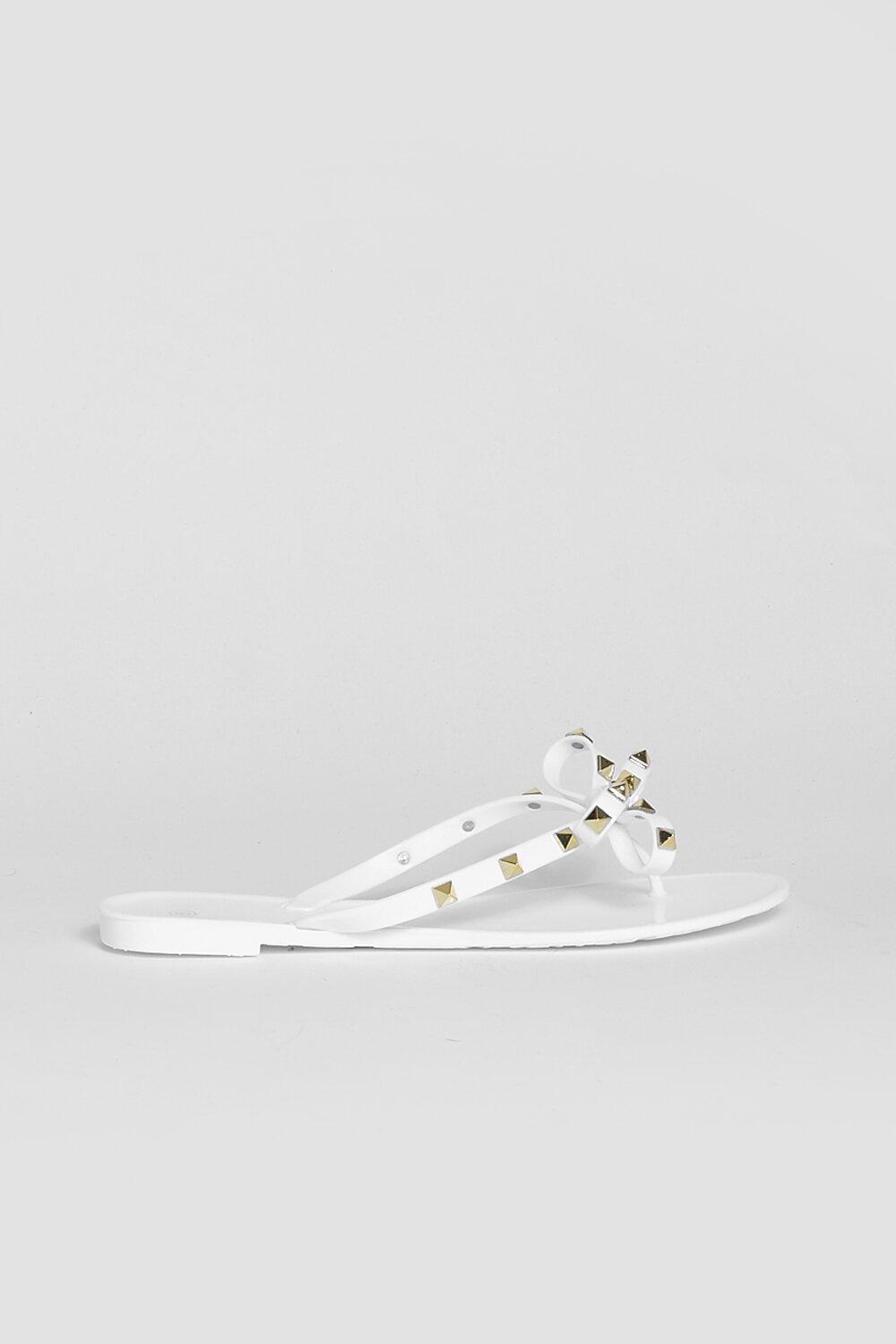 Wide Fit Studded Bow Jelly Flip Flop