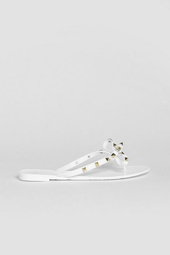 boohoo Wide Fit Studded Bow Jelly Flip Flop 2