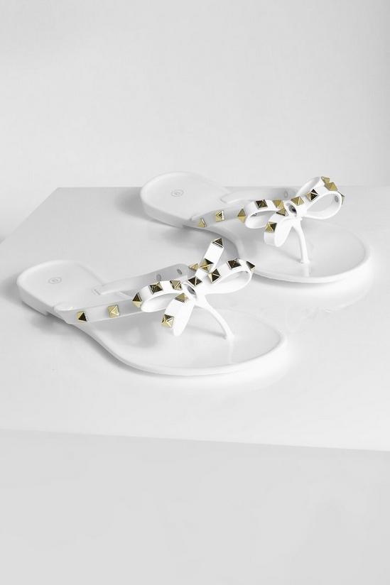 boohoo Wide Fit Studded Bow Jelly Flip Flop 3
