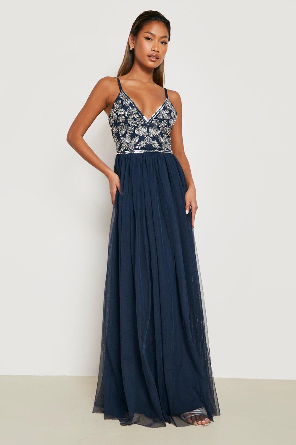 Bridesmaid Hand Embellished Strappy Maxi