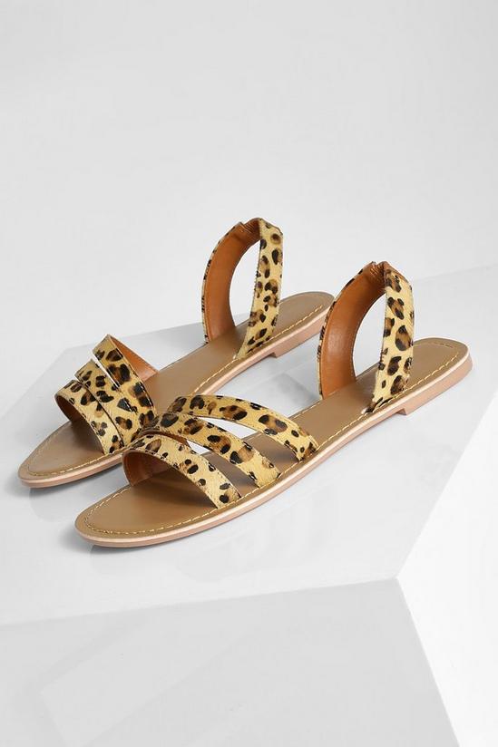 boohoo Leather Sling Back Leopard Sandal 3