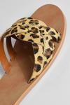 boohoo Wide Fit Leopard Woven Detail Leather Slider thumbnail 5