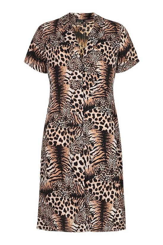 boohoo Tiger And Leopard Mix Shirt Style Midi Dress 5