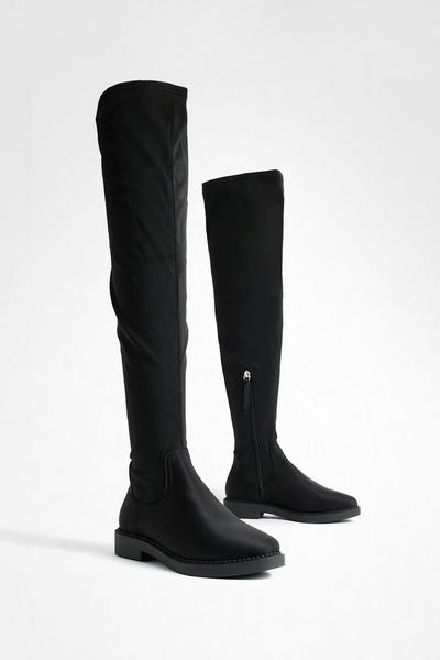 Wide Fit Flat Stretch Over The Knee Boots