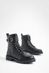 boohoo Wide Fit Buckle Detail Lace Up Hiker Boots thumbnail 2