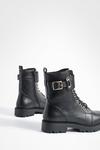boohoo Wide Fit Buckle Detail Lace Up Hiker Boots thumbnail 4