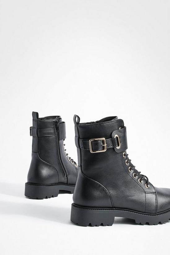 boohoo Wide Fit Buckle Detail Lace Up Hiker Boots 4
