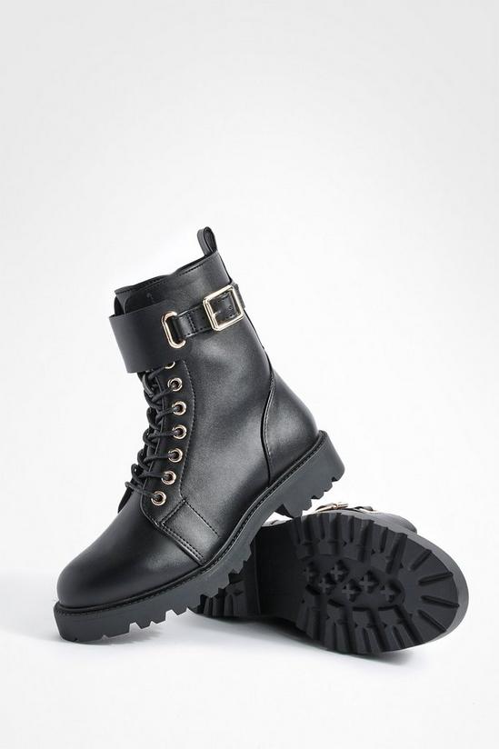 boohoo Wide Fit Buckle Detail Lace Up Hiker Boots 5