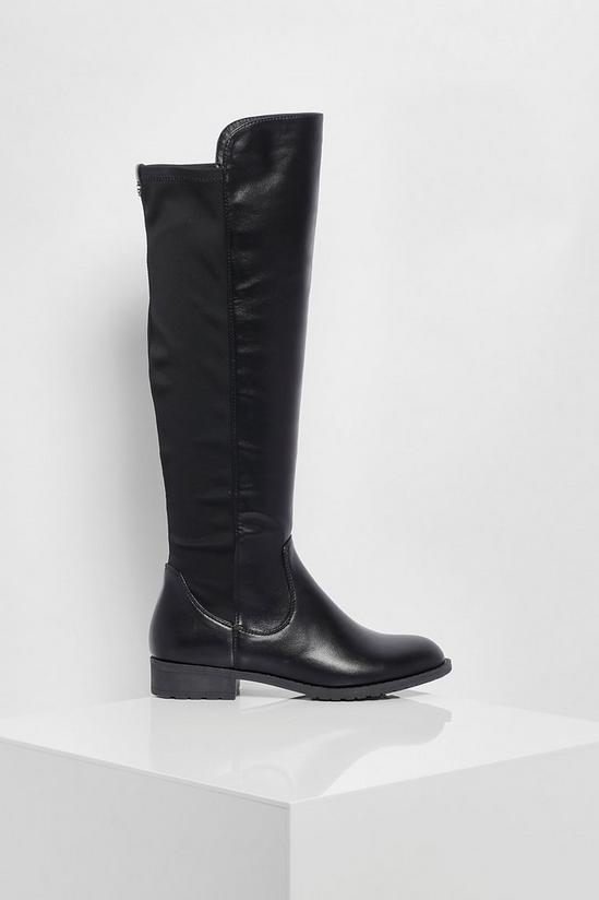 boohoo Knee High Stretch Riding Boots 2