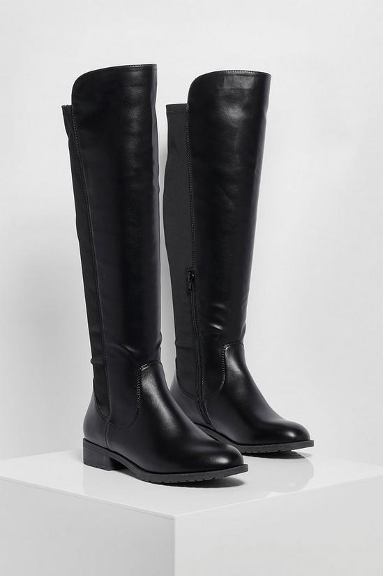 boohoo Knee High Stretch Riding Boots 3
