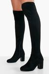 boohoo Wide Fit Block Heel Stretch Over The Knee Boots thumbnail 1