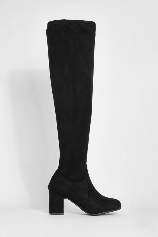 boohoo Wide Fit Block Heel Stretch Over The Knee Boots 2