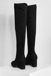 boohoo Wide Fit Block Heel Stretch Over The Knee Boots thumbnail 4