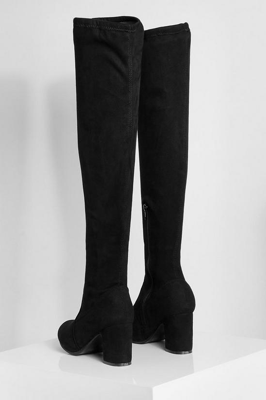boohoo Wide Fit Block Heel Stretch Over The Knee Boots 4