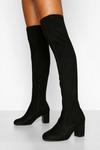 boohoo Block Heel Stretch Over The Knee Boots thumbnail 1