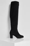 boohoo Block Heel Stretch Over The Knee Boots thumbnail 2