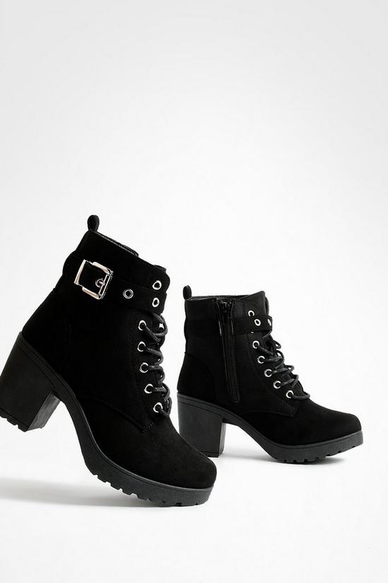 boohoo Buckle Lace Up Chunky Hiker Boots 4