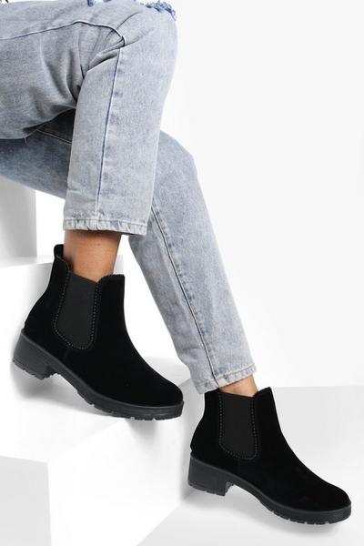 Ribbed Detail Chunky Chelsea Boots