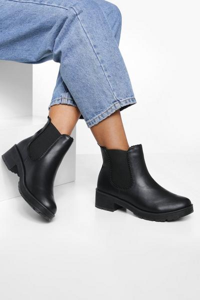 Ribbed Detail Chunky Chelsea Boots
