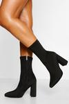 boohoo Wide Fit Pointed Block Heel Sock Boots thumbnail 1