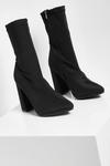 boohoo Wide Fit Pointed Block Heel Sock Boots thumbnail 3