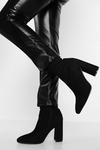 boohoo Wide Fit Suedette Pointed Block Heel Sock Boots thumbnail 1