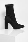 boohoo Wide Fit Suedette Pointed Block Heel Sock Boots thumbnail 2