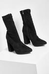 boohoo Wide Fit Suedette Pointed Block Heel Sock Boots thumbnail 3