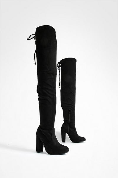 Wide Fit Block Heel Thigh High Boots