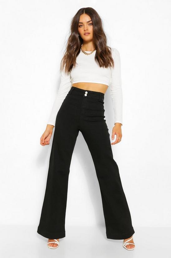 boohoo Fitted Stretch Denim Flared Jeans 1