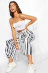 boohoo Striped Linen Tie Front Culottes thumbnail 4