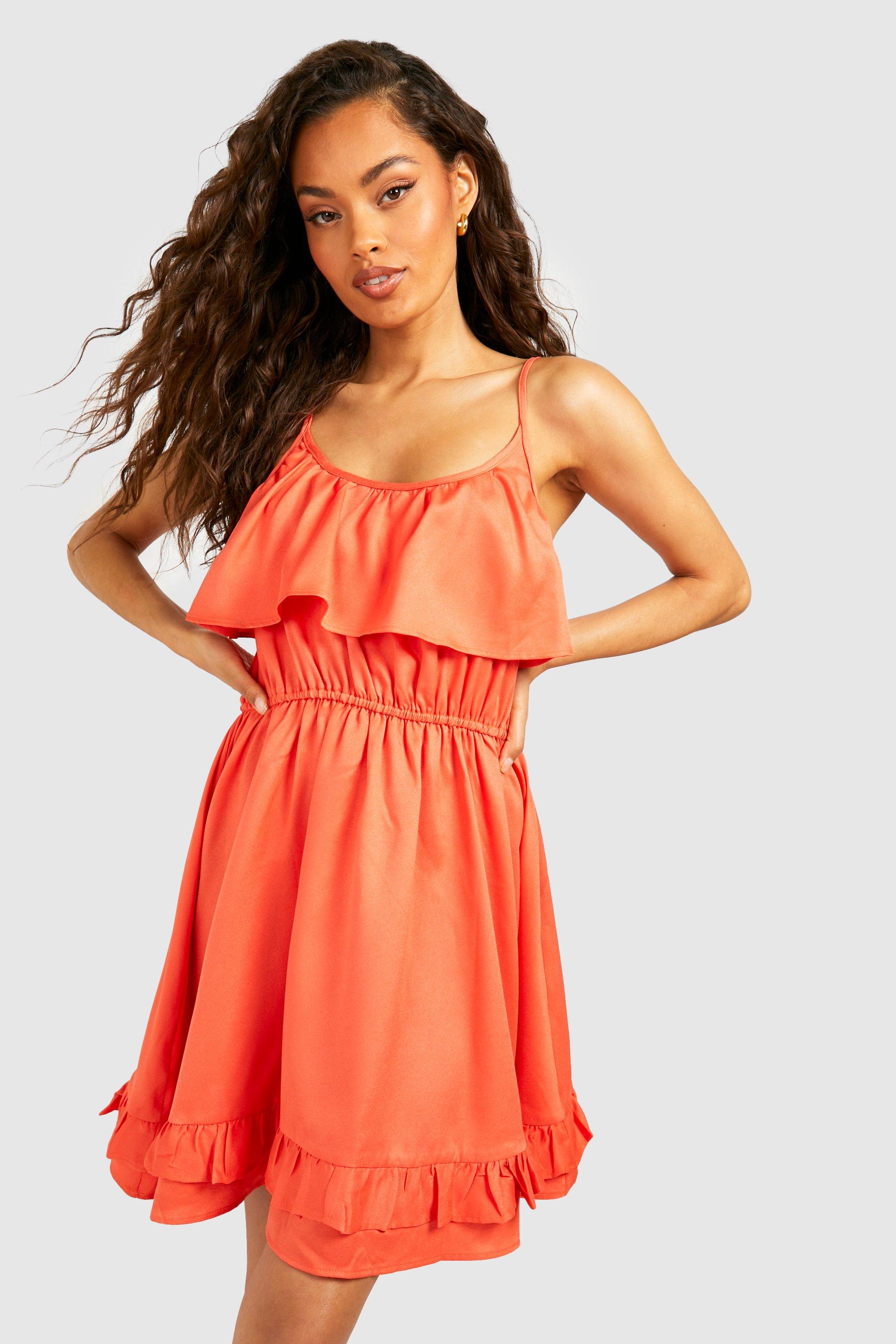 Strappy Frill Detail Swing Dress