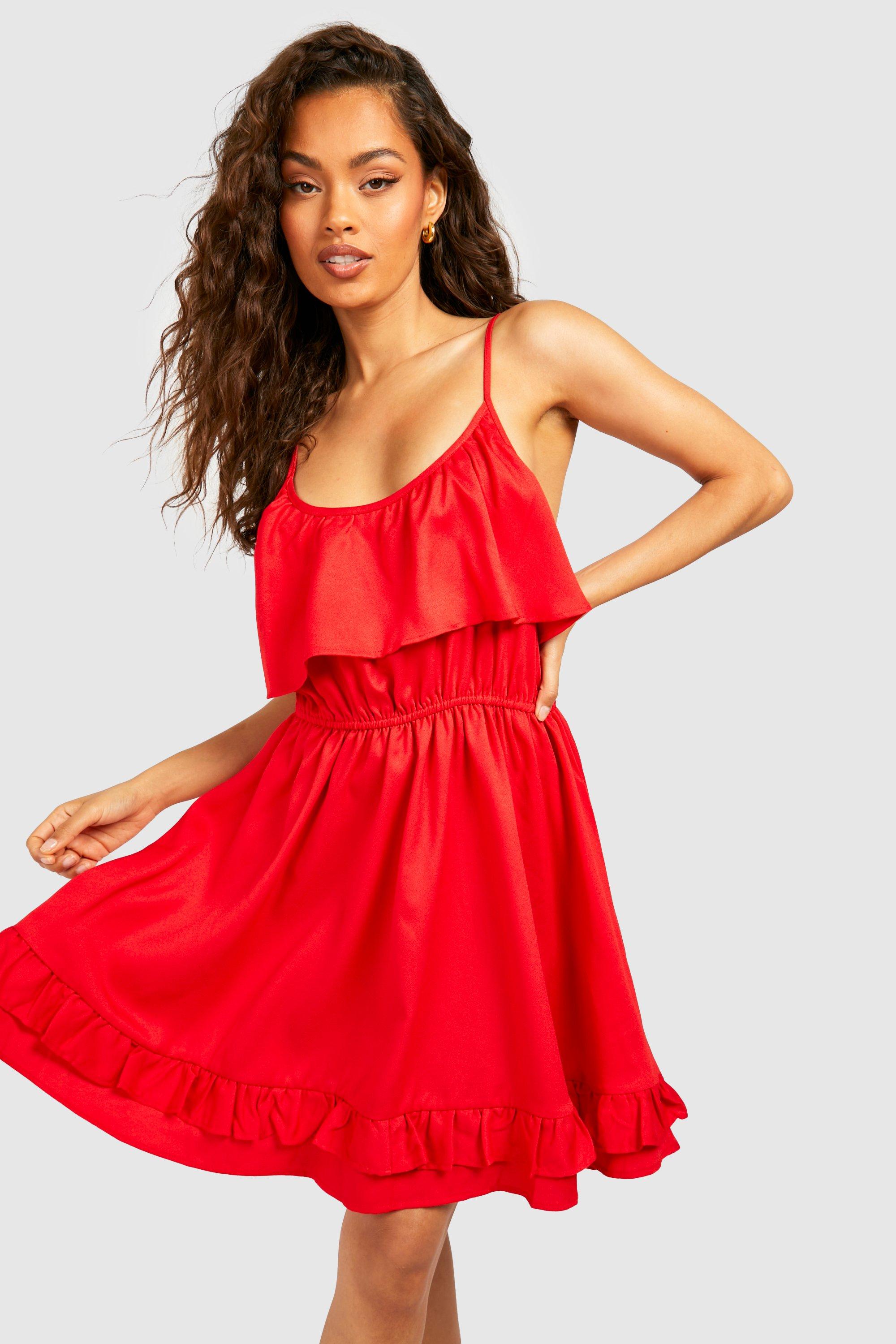 Strappy Frill Detail Swing Dress