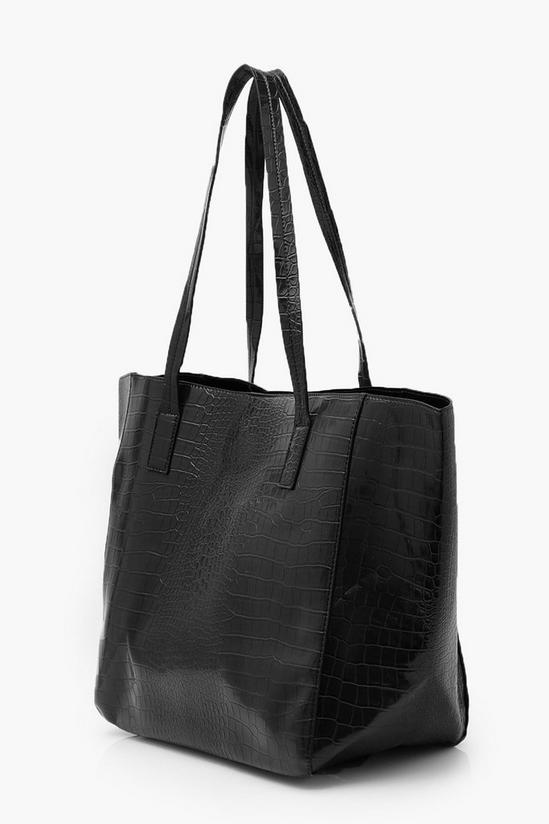 boohoo Oversized Faux Leather Croc Tote Day Bag 2