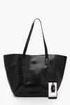 boohoo Oversized Faux Leather Croc Tote Day Bag thumbnail 4