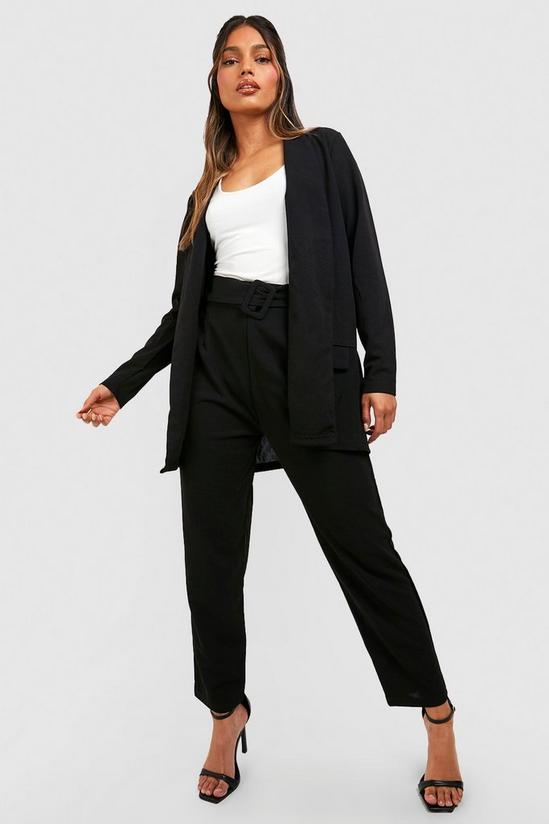boohoo Tailored Jersey Blazer & Self Fabric Belt Trouser Suit 1