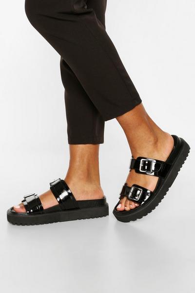 Double Strap Chunky Footbed Sliders
